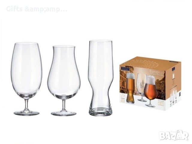 Комплект от 6 чаши за бира - кристалин Бохемия, снимка 1 - Чаши - 40681730
