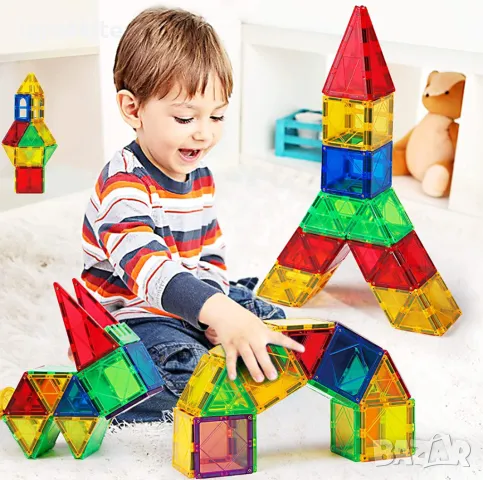 ДВА големи комплекта изцяло магнитни конструктори 104 ч. 79лв. (2х52) ТОП ОФЕРТА, снимка 4 - Конструктори - 49026276