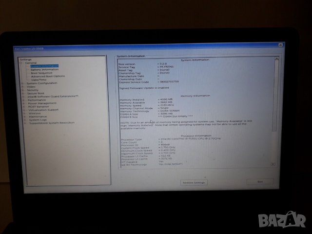 Лаптоп DELL Vostro 3568 - i3-7131U/2.7GHz/4GB, снимка 11 - Лаптопи за работа - 39259846