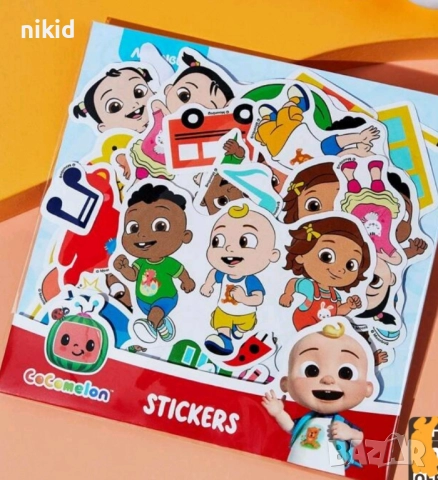 50 бр cocomelon КоКомелон Кокомелън самозалепващи лепенки стикери за украса декор картонена торта, снимка 8 - Други - 42464395