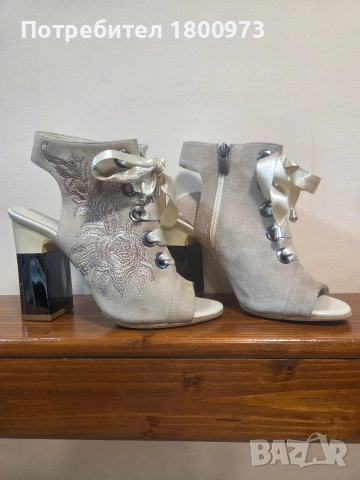 Летни дамски боти от естествен велур, снимка 2 - Дамски боти - 53226074