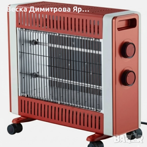 Кварцов отоплител 1500W с 2 степени и мобилни колелца – бързо и безопасно затопляне, снимка 2 - Отоплителни печки - 52574013