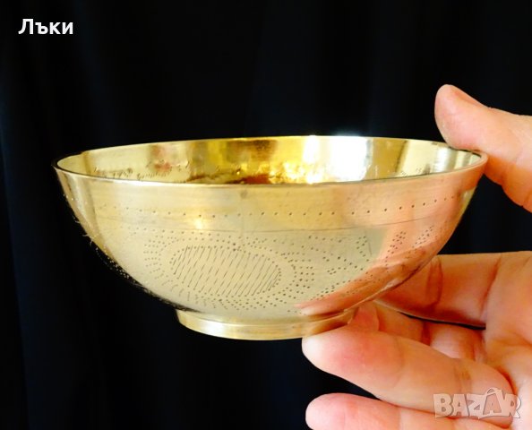 Персийска бронзова бонбониера,купа с гравирано послание тугри. , снимка 5 - Антикварни и старинни предмети - 28421003