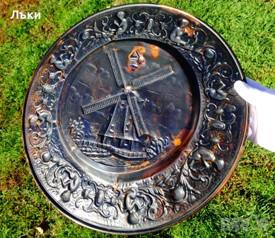 Медно пано,релефна картина Воденица,38 см.,440 гр. , снимка 4 - Пана - 52324865