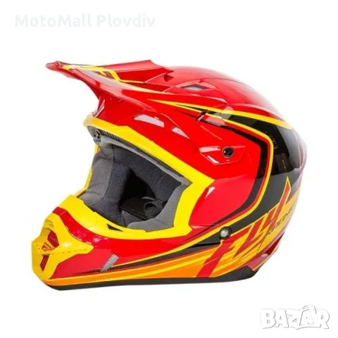 fly racing kinetic flex red black yellow каска крос мотор, снимка 3 - Аксесоари и консумативи - 49301652