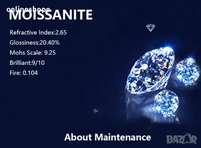 S925 Сребро / Сребърни обеци с камък Мойсанит 1ct ( карат ) - Диамант, снимка 2 - Обеци - 49272448