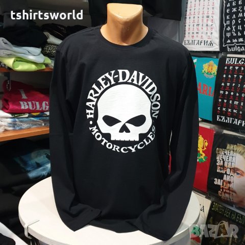 Нова мъжка блуза с дълъг ръкав и дигитален печат Harley Davidson, Череп, снимка 5 - Блузи - 34657141