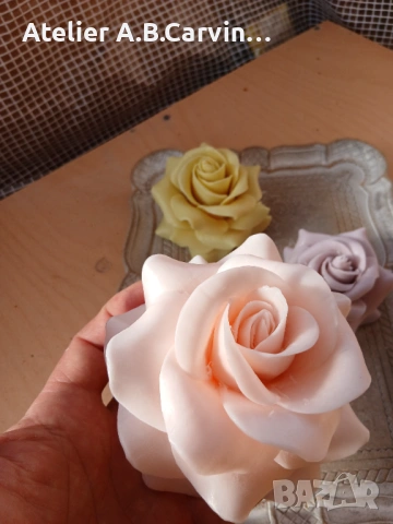 Класическа роза от сапун, ръчно изваяна, за декорация в дома или за подарък, снимка 6 - Декорация за дома - 53608052