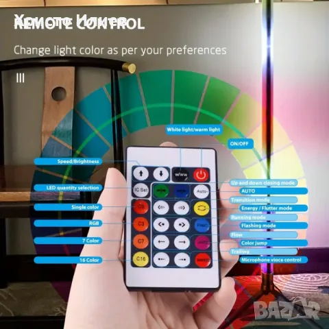 Смарт Лампа с промяна на цвета Smart RGB LED интелигентна подова лампа с дистанционно, снимка 5 - Лед осветление - 48025430