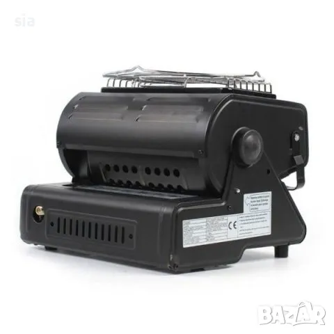 Газова котлон + печка, Пиезо запалване, 2 в 1, Черен цвят, снимка 5 - Газови котлони - 47546424