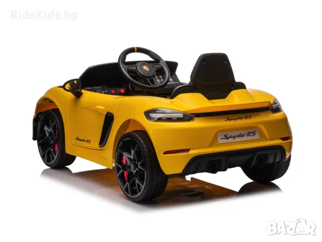 Porsche Spyder RS 12V – Детска акумулаторна кола, Жълта, EVA гуми, снимка 7 - Детски велосипеди, триколки и коли - 49731246