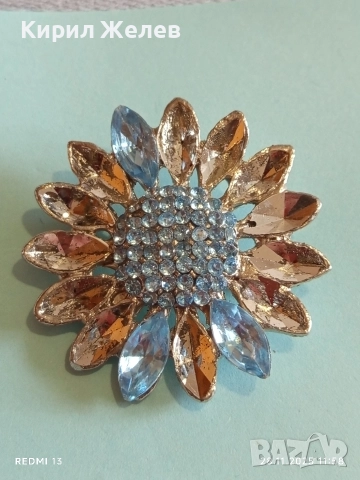 Брошка с форма на цвете със тюркоазени камъни 34514, снимка 5 - Други - 52571667