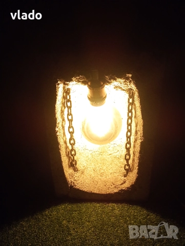 АРТ ИНСТАЛАЦИЯ "Beton chain vintage led lamp " - ПРОМО, снимка 4 - Лед осветление - 51807491