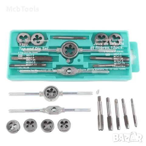 Комплект метчици и плашки 12 части