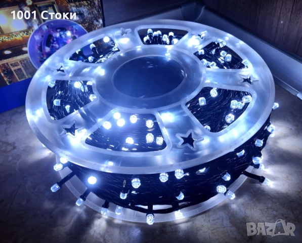 5️⃣0️⃣ метра/1️⃣0️⃣0️⃣МЕТРА Коледни LED Лампи Бяла Светлина Diamond Диод 8режима на светене, снимка 2 - Лед осветление - 52033570