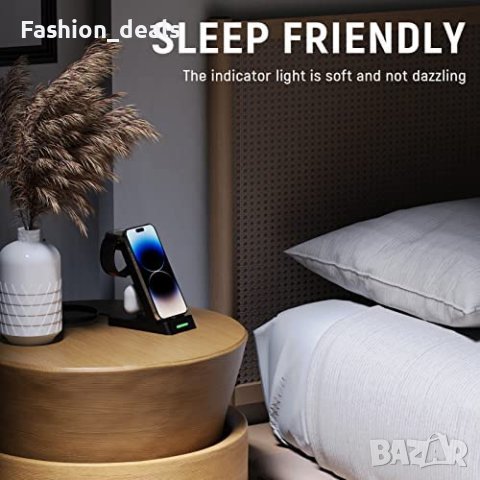 3 в 1 Нова стойка зарядно телефон слушалки часовник Магнитна станция iPhone Apple Watch AirPods, снимка 3 - Аксесоари за Apple - 40352638