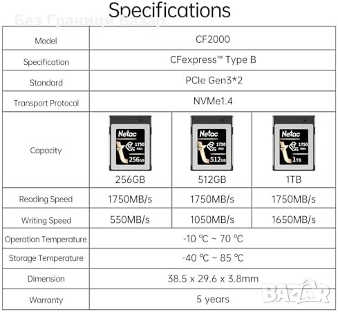Нова 256GB CFexpress Type B - Професионална Карта за DSLR фотография, снимка 9 - Чанти, стативи, аксесоари - 43686743