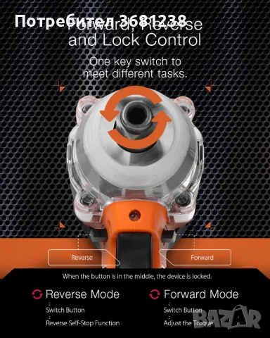 Topshak TS-PW1 380N.M безчетков  ударен гайковерт , снимка 5 - Винтоверти - 47661001