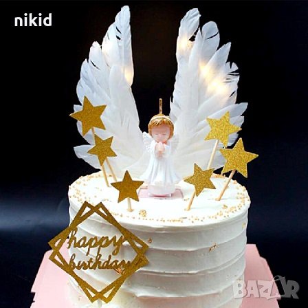 Ангел свещ украса декор за кръщене пита торта и др, снимка 6 - Други - 26330723