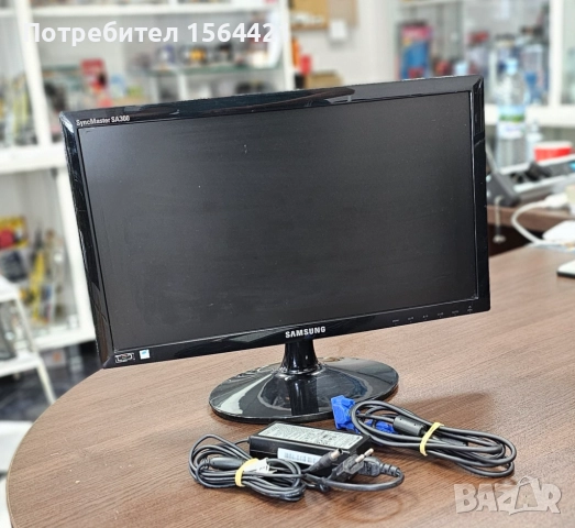 Монитор Samsung 18.5 Led, 5 ms, 1000:1, 250 CD, 1360x768, B2C, Black, снимка 2 - Монитори - 52049204