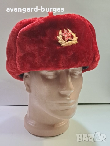 Мъжка шапка - еко кожа, червен цвят-216, снимка 2 - Шапки - 52205993