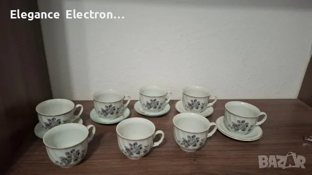 8бр порцеланови чаши за чай Китка 