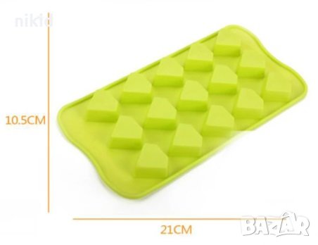 15 диаманта диаманти камъни силиконов молд форма фондан шоколад бонбони лед, снимка 2 - Форми - 33372520