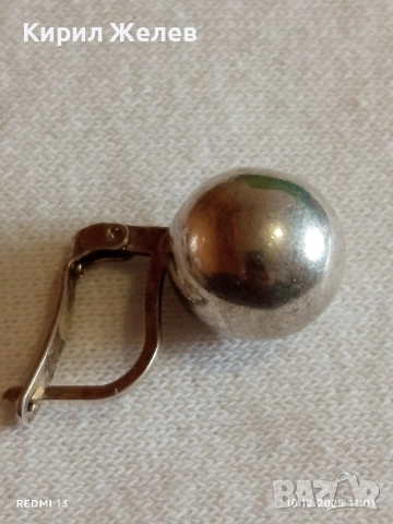 Стара сребърна Английска обеца ръчна изработка 26501, снимка 5 - Обеци - 52718895