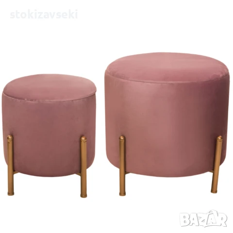 Плюшена табуретка с място за съхранение, 2 размера, снимка 2 - Дивани и мека мебел - 51237249