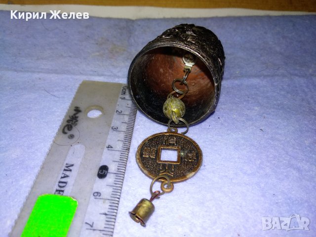 КРАСИВА КИТАЙСКА ТРАДИЦИОННА ФЪН ШУЙ МЕСИНГОВА ПОМЕДНЕНА ОРНАМЕНТИРАНА КАМБАНКА ЗВЪНЧЕ 21441, снимка 3 - Декорация за дома - 43805251