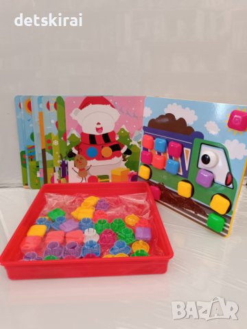 Детска мозайка с едри квадратни форми пионки, снимка 2 - Образователни игри - 43163709