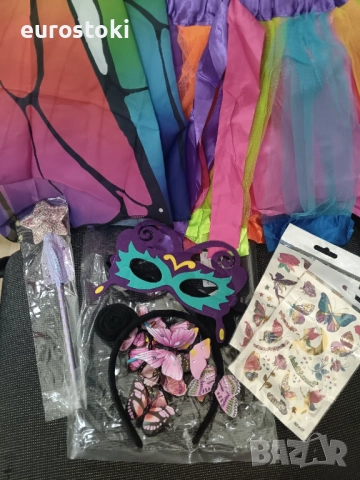 Детски костюм Пеперуда от 17 части, костюм на пеперуда за момичета на 3-8 години, с крила и комплект, снимка 8 - Детски комплекти - 52506975