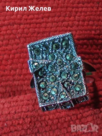 РАЗКОШЕН МАРКАЗИТЕН СРЕБЪРЕН ПРЪСТЕН СРЕБРО 925 с БЯЛА ПОЗЛАТА ИНКРУСТИРАН с КАМЪНИ МАРКАЗИТ 49114, снимка 15 - Пръстени - 49351687