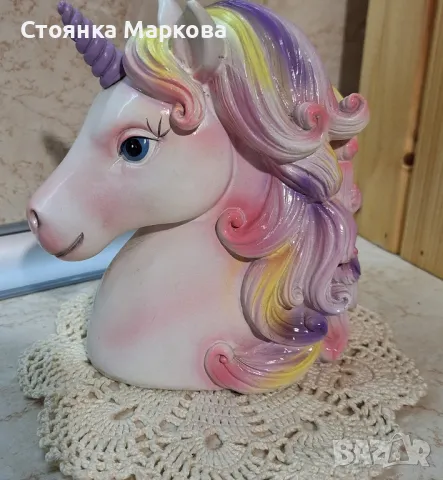 Красив порцеланов еднорог-касичка, снимка 2 - Декорация за дома - 50235208