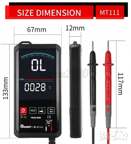 Mултиметър Mustool MT111 Touch Screen Digital Multimeter, снимка 11 - Други инструменти - 39183601