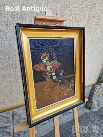 Натюрморт масло върху платно кеширано на фазер авторски, снимка 6 - Антикварни и старинни предмети - 51054256