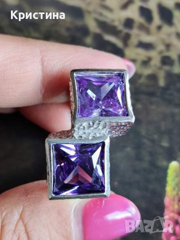 Красив сребърен пръстен с Пурпурен Аметист , снимка 10 - Пръстени - 40741582