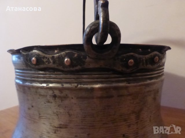 Стар меден котел котле менче 8 литра с надпис 1926 г, снимка 3 - Антикварни и старинни предмети - 42995283