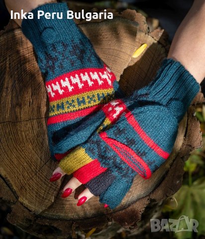 Перуански ръкавици с отворени пръсти и капаче различни цветове, снимка 4 - Ръкавици - 43015636