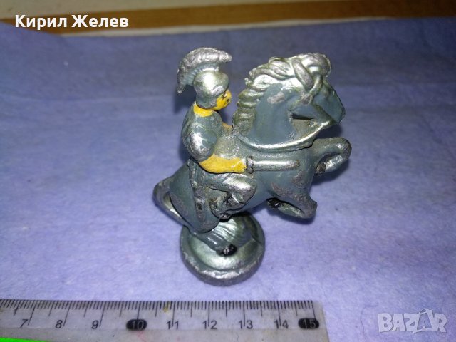 СТАРО ОЛОВНО ВОЙНИЧЕ РИМСКИ КОННИК КАВАЛЕРИСТ ВОИН ФИГУРКА от ШАХ - КОН Ръчно ОЦВЕТЕНА РЯДКА 41384, снимка 4 - Колекции - 43920400