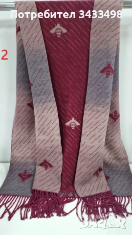 Кашмирен шал на  пчели уникален дизайн  две лица, снимка 2 - Шалове - 51879701