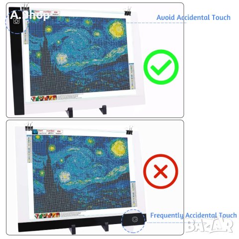 Светеща подложка за диамантено рисуване А3 Lightpad , снимка 5 - Картини - 43676903