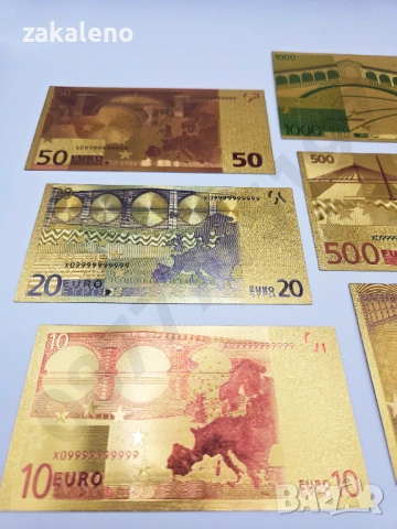 Лот 8бр златни банкноти/златна банкнота + сертификат - ЕВРО EURO, снимка 4 - Нумизматика и бонистика - 37570753