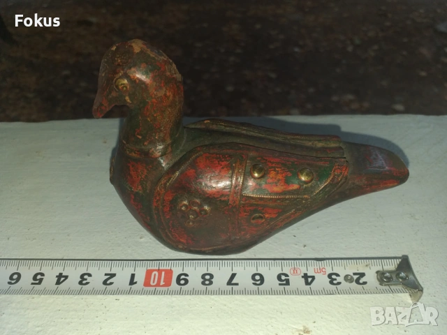 ПАТКА ПТИЦА ЮРДЕЧКА ДЪРВО МЕСИНГ ФИГУРА СТАТУЕТКА, снимка 6 - Антикварни и старинни предмети - 53517094