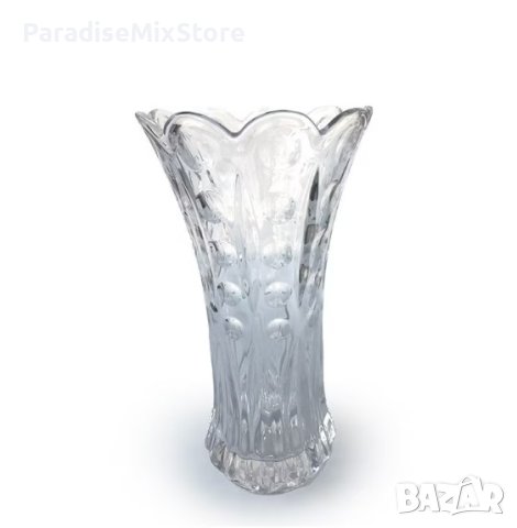 Стъклена ваза с флорален мотив, 12х24 см. 