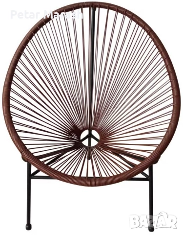 Луксозен Градиснки Комплект Acapulco – Два Кафяви Стола и Кръгла Маса от Ратан и Метал, снимка 4 - Градински мебели, декорация  - 52222747