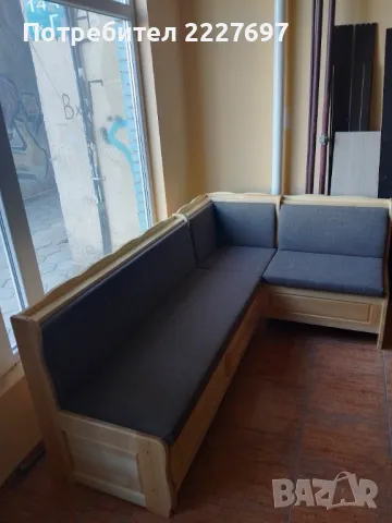 КУХНЕНСКИ ЪГЪЛ МАСИВ РАЗТЕГАТЕЛЕН,С РАКЛИ, снимка 3 - Дивани и мека мебел - 32534719