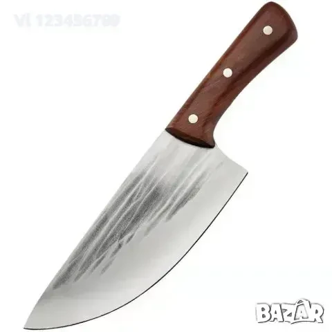 Широк кухненски нож / сатър 195х310 мм ръчно кован, снимка 2 - Ножове - 50553394