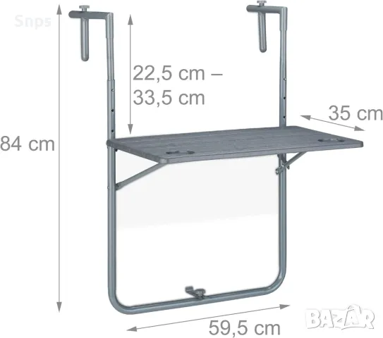 Сгъваема маса за парапети за тераса, балкон, веранда или навес, снимка 2 - Маси - 47553381