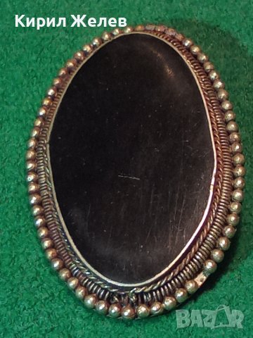 СТАРИННА САЧАНЕНА БРОШКА с ОГРОМЕН ШЛИФОВАН ЧЕРЕН ОНИКС РЪЧНА ЮВЕЛИРНА ИЗРАБОТКА 72361, снимка 4 - Антикварни и старинни предмети - 32265600